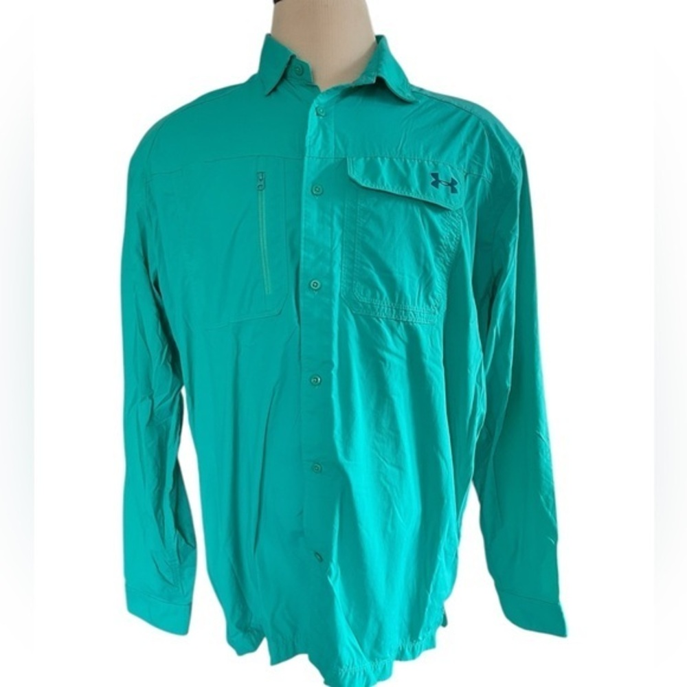UNDER ARMOUR‎ Heat Gear Vented Long Sleeve Button Down Performance Shirt Size XL
